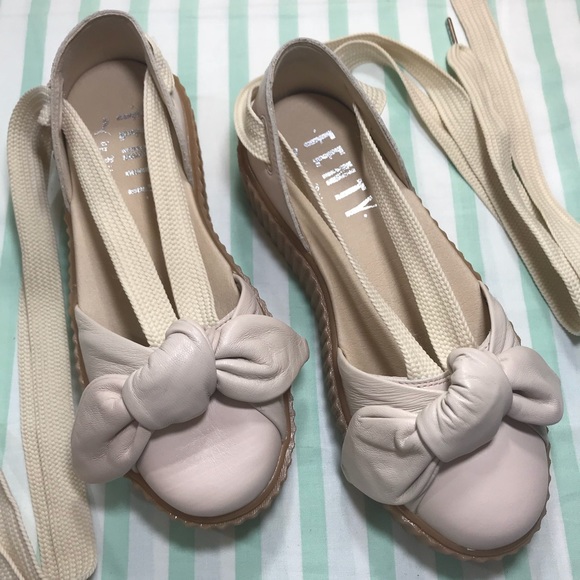 Puma Fenty Rihanna Pink Tint Oatmeal Bow Creepers - Picture 3 of 7